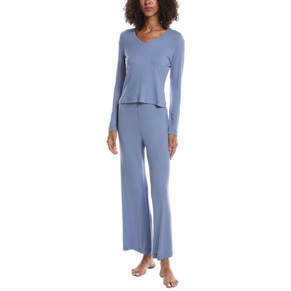 N Natori Womens  2Pc Harmony Rib V Neck Top & Pant Set